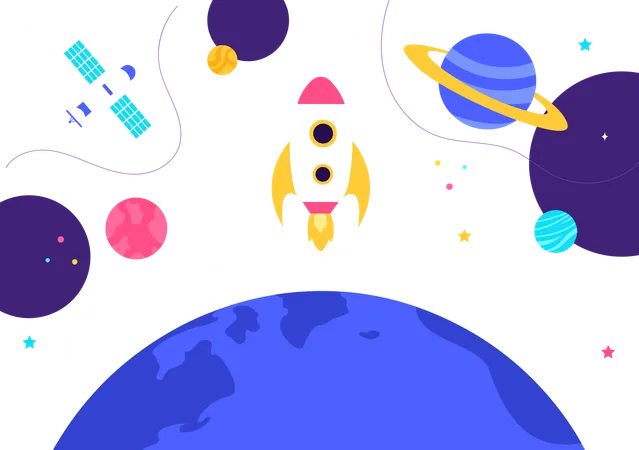 Ilustração de exploração espacial  Ilustração