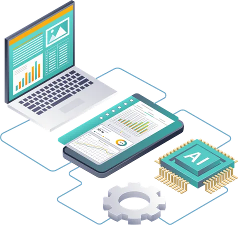 Explorando el análisis de datos de inteligencia artificial  Ilustración