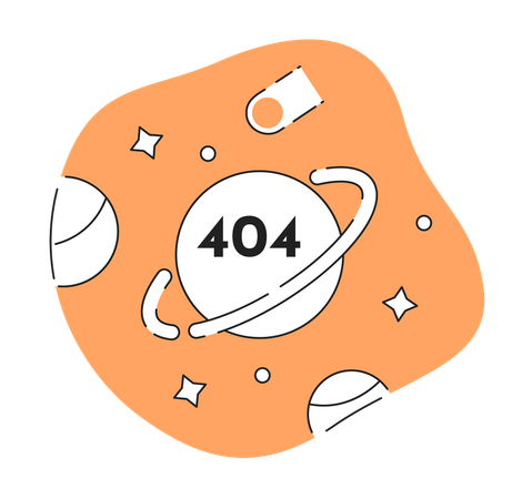 Error 404 en blanco y negro de exploración del universo y el espacio  Ilustración
