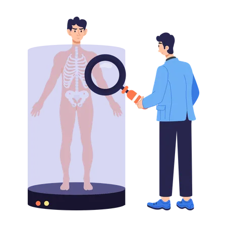 Exploración de radioscopia realizada por el médico  Ilustración