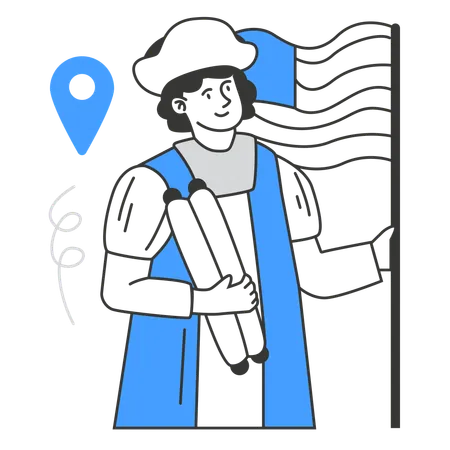 Explorer Columbus Holding Maps and Planning Journey  Illustration