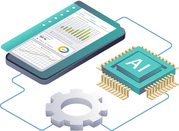 Exploring AI Processes in Technology Data Analysis  Illustration