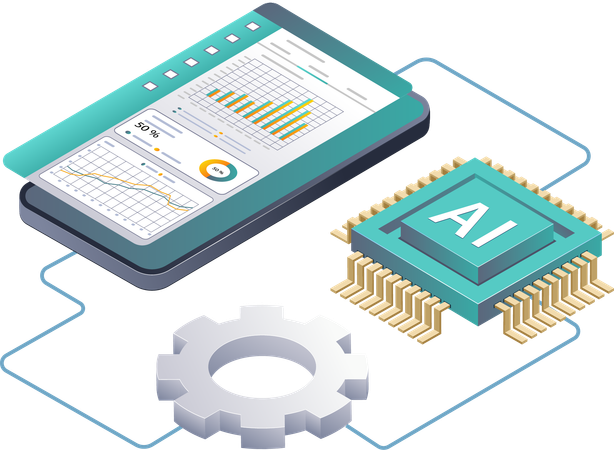 Exploring AI Processes in Technology Data Analysis  Illustration