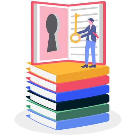 Exploring books and open education door to new knowledge  Illustration