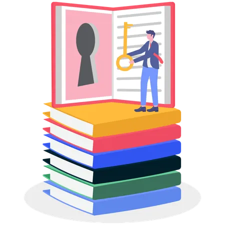 Exploring books and open education door to new knowledge  Illustration