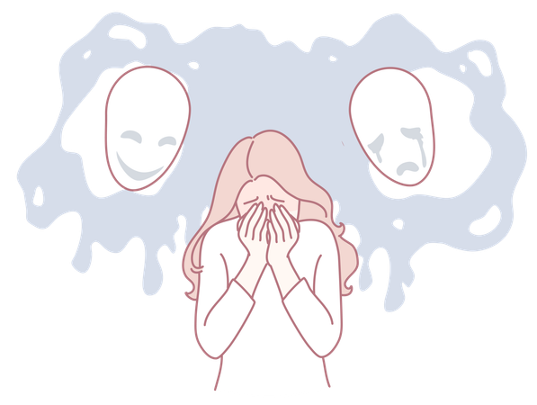 Exploring Emotional Struggles  Interplay of Joy and Sorrow in Human Experience  Illustration