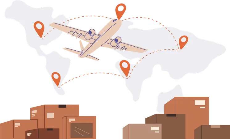 International Logistic Global Air Delivery Export Vector Cargo Delivery Routes Are Key Factor In Export And Import Shipping Procedures With Rise E Commerce Importance Global Logistics In Supply Illustration