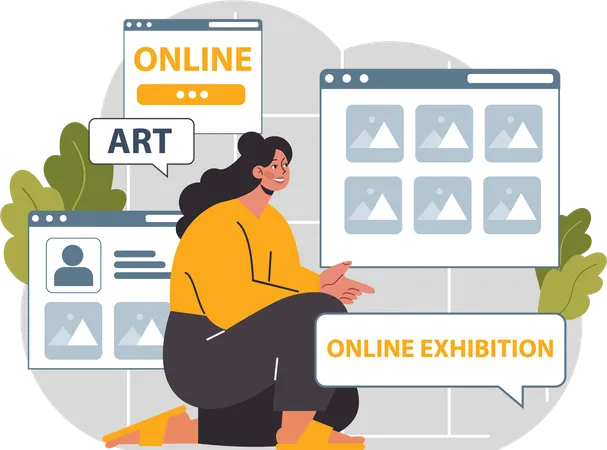 Exposição online de arte e galeria  Ilustração