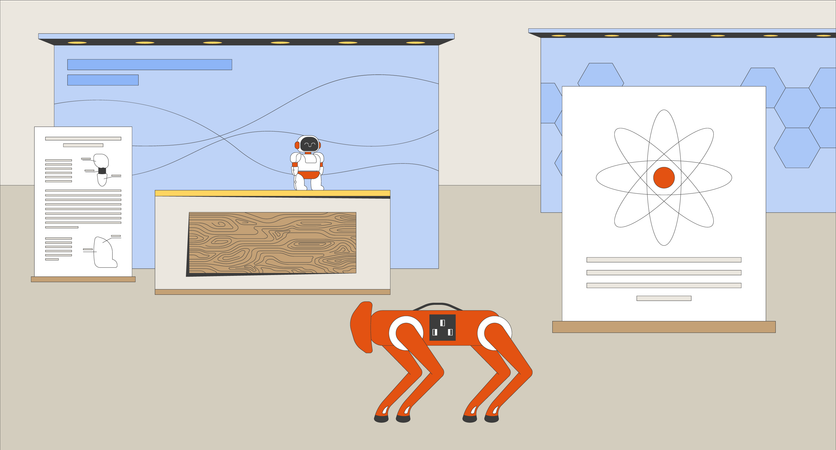 Exposition vide sur la robotique et la technologie scientifique  Illustration
