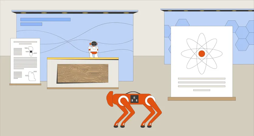Exposition vide sur la robotique et la technologie scientifique  Illustration