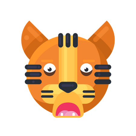 Expresión de miedo del tigre  Ilustración