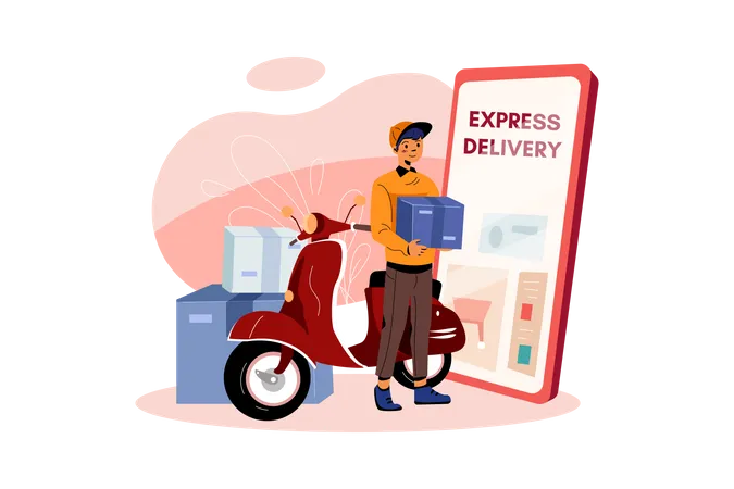 Express delivery by scooter Illustration