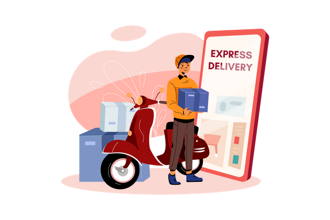 Express delivery by scooter  Illustration