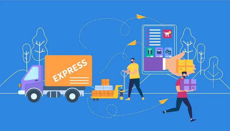 Express Delivery process Illustration