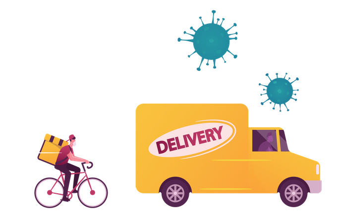 Express Delivery Service during Coronavirus Pandemic  Illustration