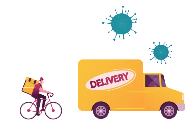 Express Delivery Service during Coronavirus Pandemic  Illustration