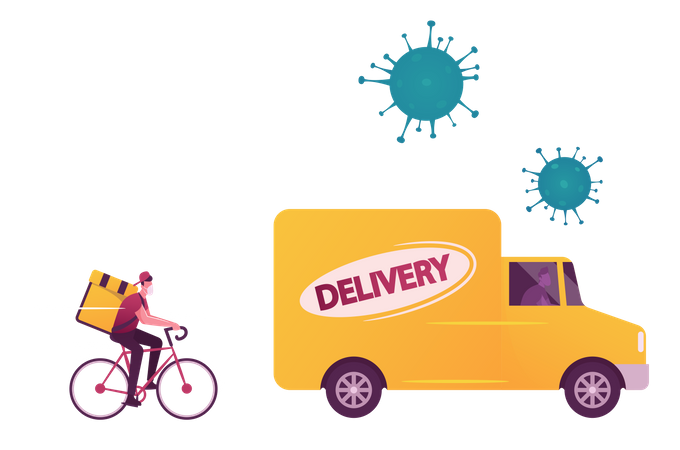 Express Delivery Service during Coronavirus Pandemic  Illustration
