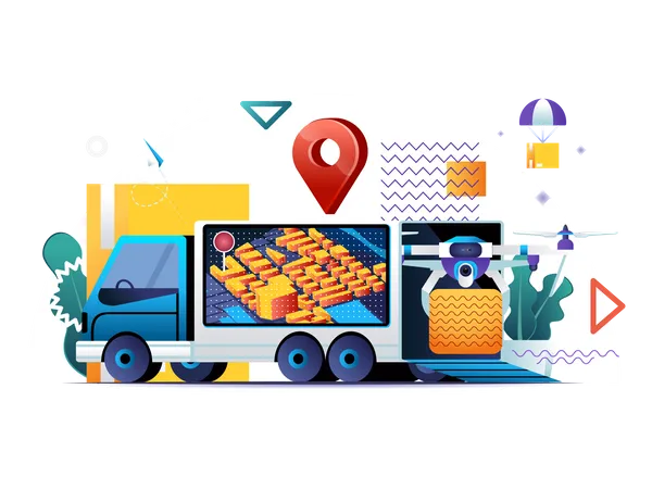 Express delivery service, fast global and local shipping  Illustration