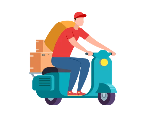 Express delivery service on scooter and bike  イラスト