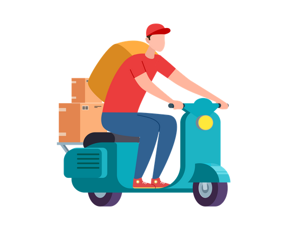 Express delivery service on scooter and bike  Illustration