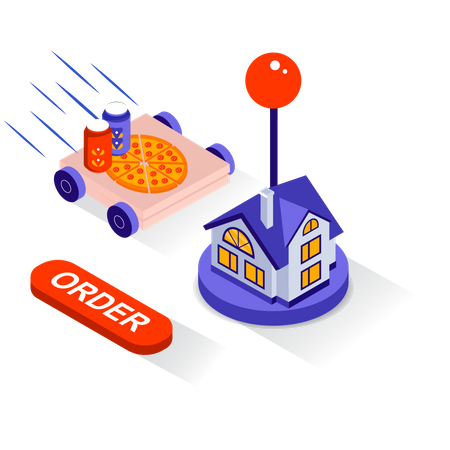 Express Pizza Delivery Illustration