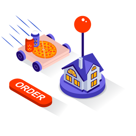 Express Pizza Delivery  Illustration