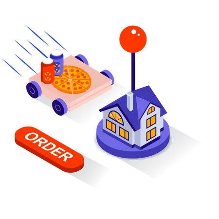 Express Pizza Delivery  Illustration