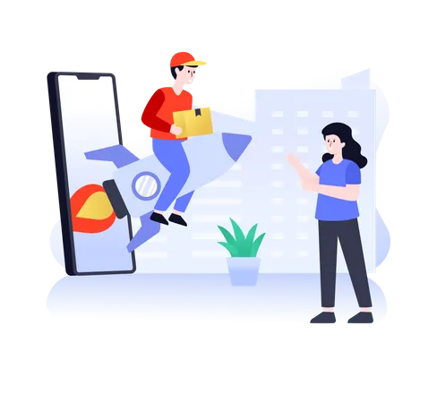 Express Shopping Order Delivery  Illustration