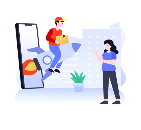 Express Shopping Order Delivery  Illustration