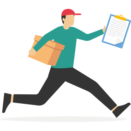 Expressman running to deliver the goods  Illustration