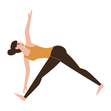 Extended side angle yoga pose  イラスト