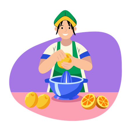 Extraction du jus en pressant les agrumes  Illustration
