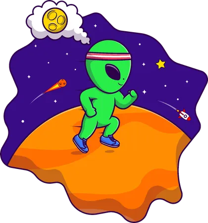 Extraterrestre corriendo en el planeta  Ilustración