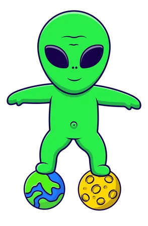 Extraterrestre parado en el planeta  Ilustración