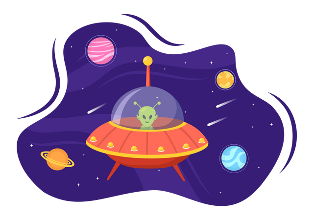 Extraterrestre dentro de ovni  Ilustración