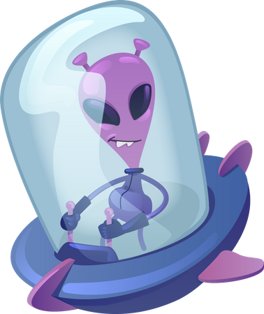 Extraterrestre en nave espacial  Ilustración