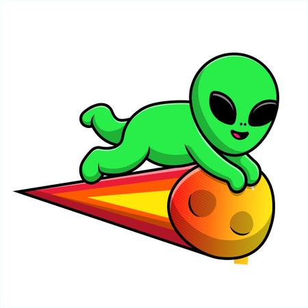 Extraterrestre volando con meteorito  Ilustración