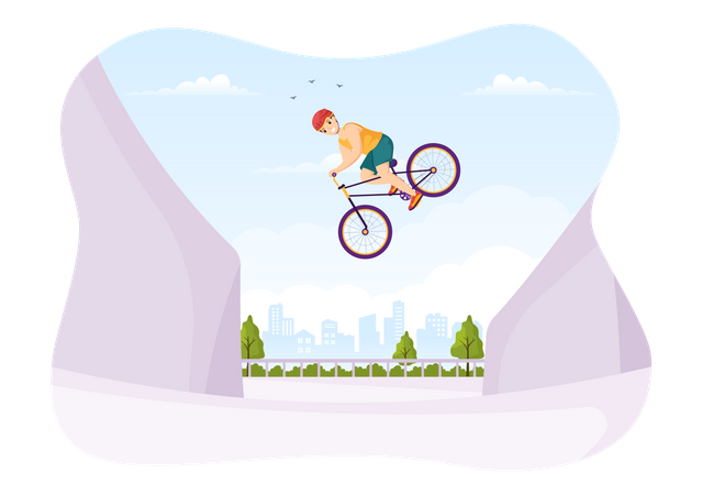 Extreme BMX bicycle stunt  Illustration