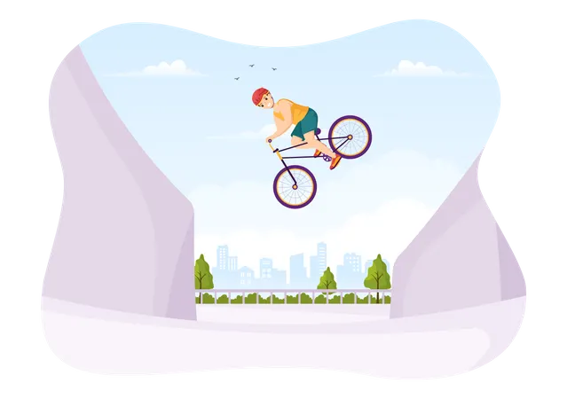 Extreme BMX bicycle stunt  Illustration