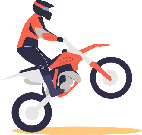 Extreme man rising sport motorbike  Illustration
