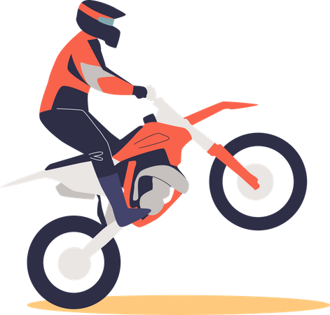 Extreme man rising sport motorbike  Illustration