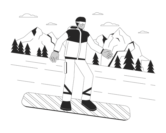 Extreme snowboarder going down hill 2  Illustration