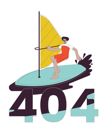 Extreme windsurfing sport error 404  Illustration