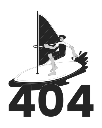 Extreme windsurfing sport error 404  Illustration