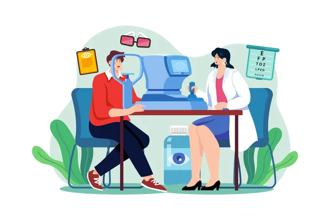 Eye optical checking machine  Illustration