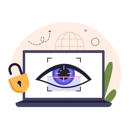 Eye Recognition Technology on Laptop  Illustration