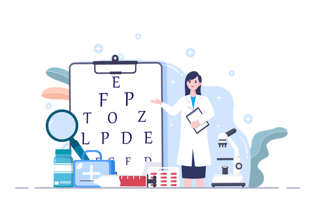 Eye testing by specialist  Illustration