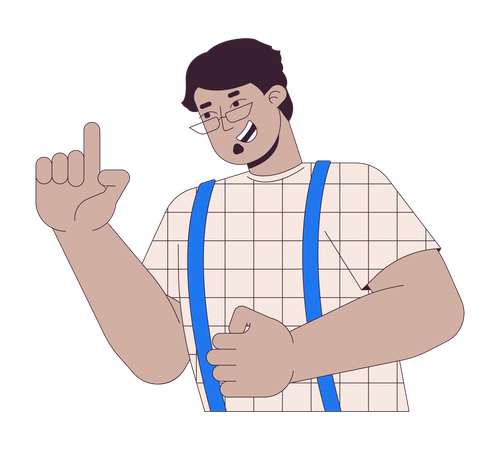 Eyeglasses arab man pointing forefinger  イラスト