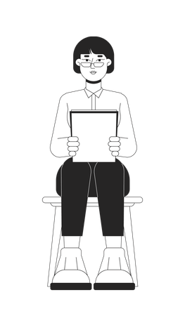 Eyeglasses asian woman job applicant  Illustration