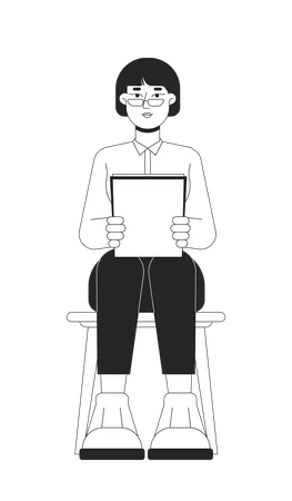 Eyeglasses asian woman job applicant  Illustration